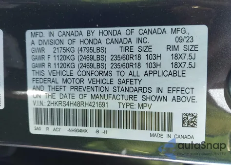 2024 Honda Cr-V Ex Awd from USA, damaged, VIN 2HKRS4H48RH421691